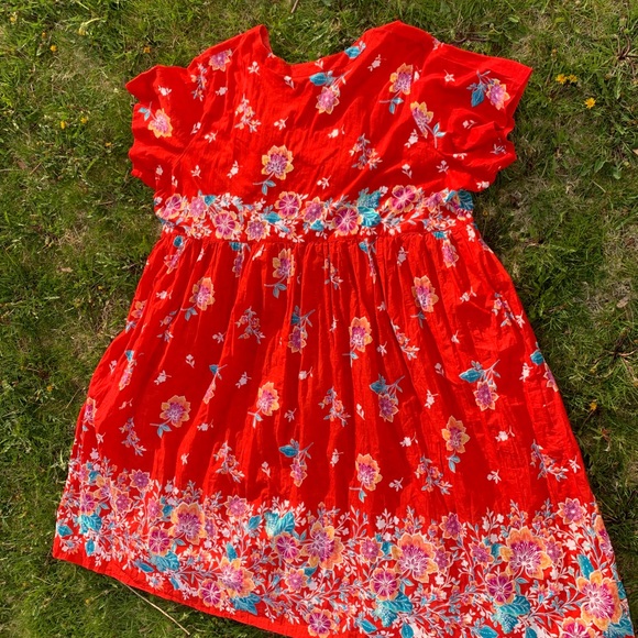 Vibrantly Colored 100% Cotton, Floral Summer MIDI Dress - Picture 11 of 11